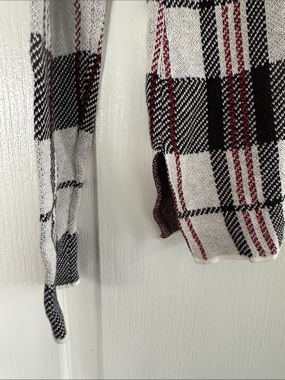 Belldini Black White Plaid Studded Cowl Neck Sweater with rhinestone neck - Picture 2 of 2